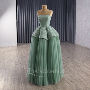 Robes de soirée vert sauge à perles, style A, pour occasions formelles Rsm251089 - Product Image 4