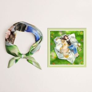 Pañuelo de Seda Elegante de Lujo para Mujer, Pañuelos Delgados de Satén de Seda para Verano, 70*70CM, Pañuelo de Seda para el Cabello - Product Image 2