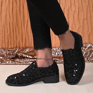 Chaussures décontractées à talon carré grande taille pour femme, prix avantageux, confortables, respirantes, tendance printemps-automne, à paillettes, résistantes à l'usure - Product Image 4