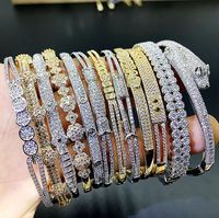 Micro-ensemble de zircons en cuivre de haute qualité, bracelet plaqué or pour femme version coréenne de haute qualité