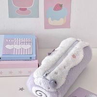 Trousse à crayons en peluche motif gâteau roulé suisse, grande capacité, pochette à stylos en fourrure avec fermeture éclair et petite couche intérieure pour rangement de bureau des étudiants