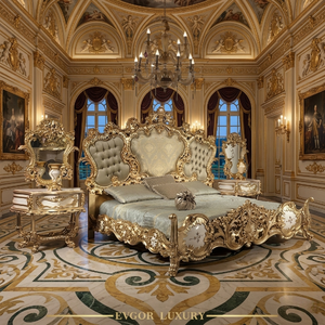 Cama de Matrimonio de Madera Maciza Tallada a Mano de Lujo, Muebles de Dormitorio Personalizados de Primera Calidad - Product Image 3