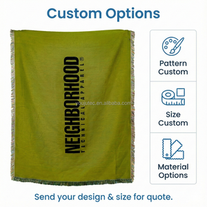Manta Decorativa Jacquard de NEIGHBORHOOD, Diseño Geométrico Minimalista con Logotipo Tipográfico, Flecos, <span class=keywords><strong>Tapiz</strong></span> para Sofá, Cama, Decoración de Avión - Product Image 1