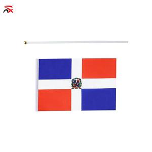 Drapeau à agiter à la main de la République Dominicaine, 14*21cm, avec mât en plastique, pour la célébration de la Fête Nationale - Vente en gros - Product Image 3