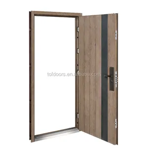 China Manufacturer Moistureproof Fashion Embossing Wood Colour Steel Security Main Gate Door