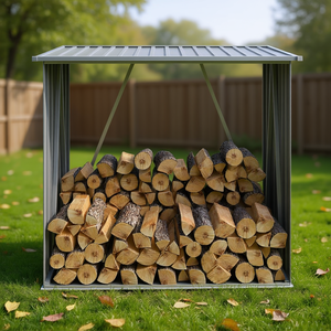 Casetta da Giardino Grigia per Stoccaggio Tronchi 64.2x32.7x60.6 in Acciaio Zincato Design Moderno per Uso Esterno - Product Image 2