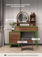Coiffeuse intelligente de style chinois avec rangement, miroir éclairé réglable, écran LED, en MDF, écologique