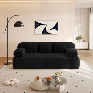 Canapé convertible moderne sans cadre 2-en-1 de 78,7 pouces avec 3 oreillers, en tissu velours côtelé moelleux, multifonctionnel 3 places pour villa - Product Image 3