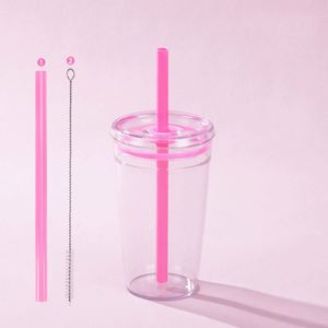 Nuevo Vaso de Tritán Degradado Esmerilado de Moda con Asa y Pajita para Bebidas Diarias en Oficina y Hogar - Product Image 1