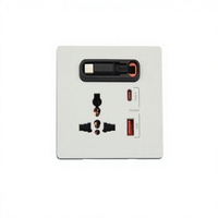 Prise murale universelle à charge rapide 20W avec 3 prises USB-A USB-C, multifonctionnelle, ignifuge, PC blanc gris