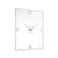 Horloge de bureau en acrylique de luxe Montre de table transparente en lucite avec cadran en or et aiguilles Cadeau d'horloge décorative contemporaine