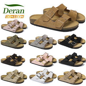 Zuecos <span class=keywords><strong>Birkenstock</strong></span> Unisex Personalizados de DERAN, Zapatos de Corcho Antideslizantes de Cuero Genuino de Alta Calidad con Soporte de Arco para <span class=keywords><strong>Mujer</strong></span> - Product Image 2