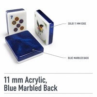 Tuiles de Mahjong Américaines Modernes de Luxe en Acrylique, 160 Pièces, 36x25x11mm, Classiques Chinoises, Dos Marbré Bleu, pour Divertissement et Jeux de Poker, OEM