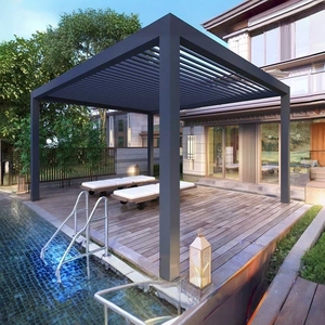 <span class=keywords><strong>Pergola</strong></span> à lames orientables électrique sur mesure avec fonction imperméable et coupe-vent, style luxueux pour patios extérieurs, gazebos et pavillons - Product Image 5