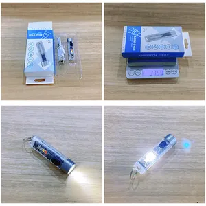 Mini llavero Led portátil con modo de luz de 10, pequeña linterna de bolsillo, llavero tipo C, linterna Led recargable por USB