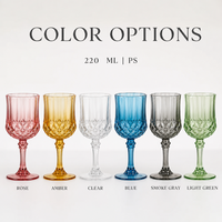 Gobelet à vin en plastique PS Diamond Vintage 220 ml, verres à pied colorés pour fêtes