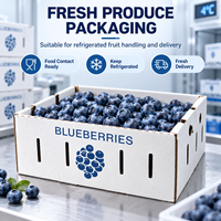 Boîte d'emballage respirante en carton ondulé de qualité alimentaire pour myrtilles, avec trous de ventilation pour l'expédition de fruits frais, certifiée