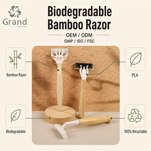 Maquinilla de afeitar de acero inoxidable de triple hoja biodegradable PLA de bambú ecológica <span class=keywords><strong>Grand</strong></span> desechable para hombres para hoteles y aerolíneas - Product Image 6