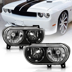 Boîtier noir de remplacement de phares halogènes pour Dodge <span class=keywords><strong>Challenger</strong></span> 2008-2014 Paire gauche + droite CH2502219 conducteur + passager - Product Image 1