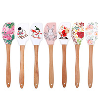 Spatule en silicone de qualité alimentaire résistante à la chaleur, grattoir à manche en bois, ustensile de cuisine, outils pour gâteaux