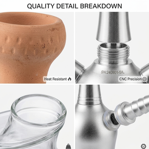 Ensemble Chicha Arabe en Acier Inoxydable à Double Tube et Alliage d'Aluminium avec Sac – Vente en Gros Direct Usine - Product Image 4