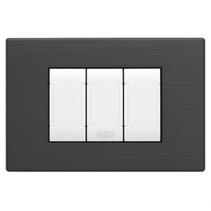 Brushed Technopolymer <b>Plate</b> For 3 Flush Mounted <b>Switches</b> Anthracite Compatible With Living International - Product Image 2