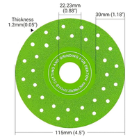Disques abrasifs multi-pores ultra-minces brasés sous vide de 4.5 pouces pour couper la porcelaine, le verre, les carreaux de céramique, le granit, le marbre 5PACK