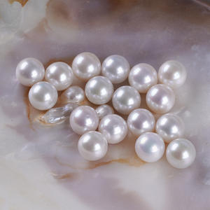 Perles d'eau douce rondes blanches naturelles de 9-9,5 mm pour la fabrication de bijoux en gros, perles brutes non montées, options de couleurs disponibles - Product Image 1