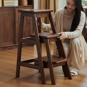Chaise en bois massif multifonctionnelle, table d'appoint et échelle <span class=keywords><strong>3</strong></span> en <span class=keywords><strong>1</strong></span>, meubles pour la maison - Product Image 2