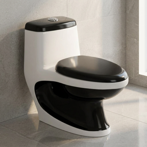 WC monobloc en céramique colorée blanc et orange, modèle économique, en promotion - Product Image 3