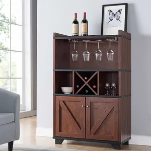 Muebles de américa marrón rústico granja madera bar Buffet gabinete de vino