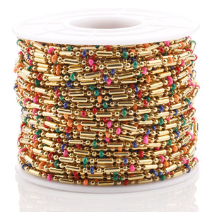 18k PVD or acier inoxydable émail multicolore perle chaîne collier boule chaîne pour la fabrication de bijoux à bricoler soi-même - Product Image 1