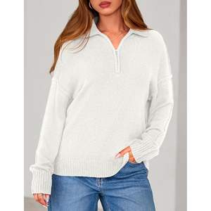 Suéter Personalizado para Mujer, Cuello en V, Cierre de Cremallera, Manga Larga, Estilo Casual de Negocios, Otoño-Invierno 2025, Talla XS, B0F9KCBZT8 - Product Image 6