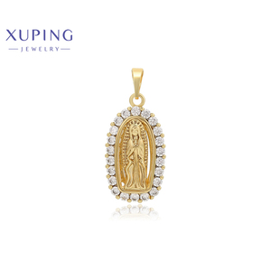 X000753940 XUPING Jesús Cruz joyería religiosa colgante <span class=keywords><strong>14</strong></span> chapado en oro CZ Zircon Virgen María colgante collar para hombres y mujeres - Product Image 1