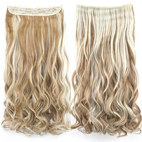 Extension de cheveux à clipser pour femmes, 26 pouces, cinq clips, une seule pièce, sans couture, longue et ondulée