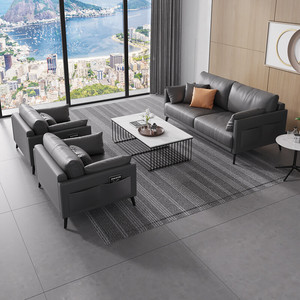 Ensemble de canapés de bureau Saint-Lee en cuir, éponge haute densité, durable, pour réception et petits espaces de bureau - Product Image 4