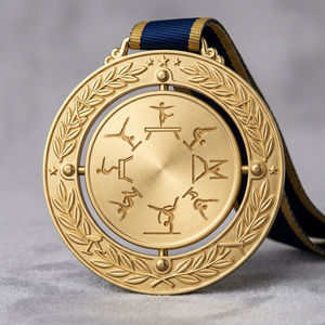 Medallas de Gimnasia Giratorias 3D Personalizadas Sojagy, Fabricadas en Aleación de Zinc Fundido a Presión y con Esmalte, para Premios Deportivos - Product Image 1