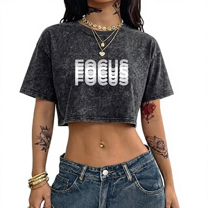 Women Crop Top T-Shirt Solid Casual Loose Fit Crew Neck Short Sleeve Drop Shoulder 100% Cotton Jersey Breathable Quick Dry All - Product Image 1