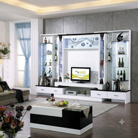 Meuble TV mural moderne de luxe en MDF pour salon, design LED, rangement simple, support TV en bois