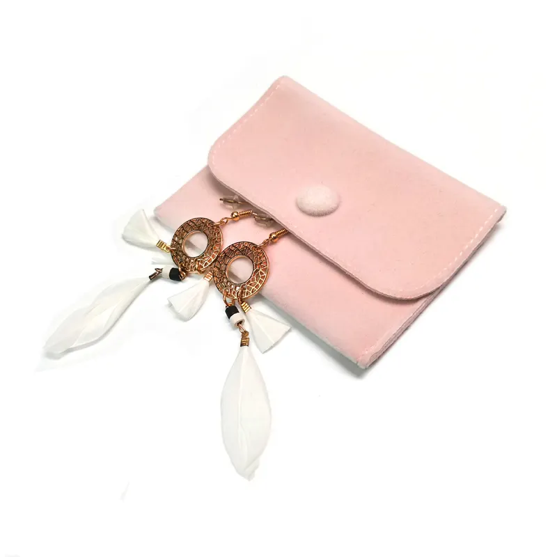 Custom Sieraden Envelop Pouch Met Button Earring Verpakking Zak