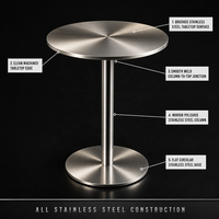 Table ronde en acier inoxydable pour hôtel, café, restaurant, bar en plein air