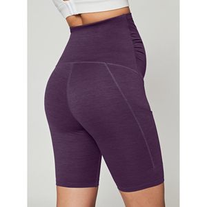 Shorts de maternité FOXA avec poches, à porter par-dessus le ventre, vêtements de sport pour la grossesse, respirants, en coton et élasthanne tricoté, pour femmes - Product Image 3