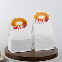 Sac en papier kraft de qualité alimentaire personnalisé avec étiquette de tête pour l'emballage de bagels, croissants, pains au levain et autres produits de boulangerie