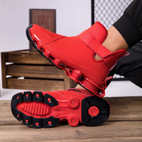 Chaussures de course athlétiques montantes respirantes pour hommes avec logo personnalisé, en cuir PU, semelle extérieure en caoutchouc, antichoc, à scratchs, confort automne