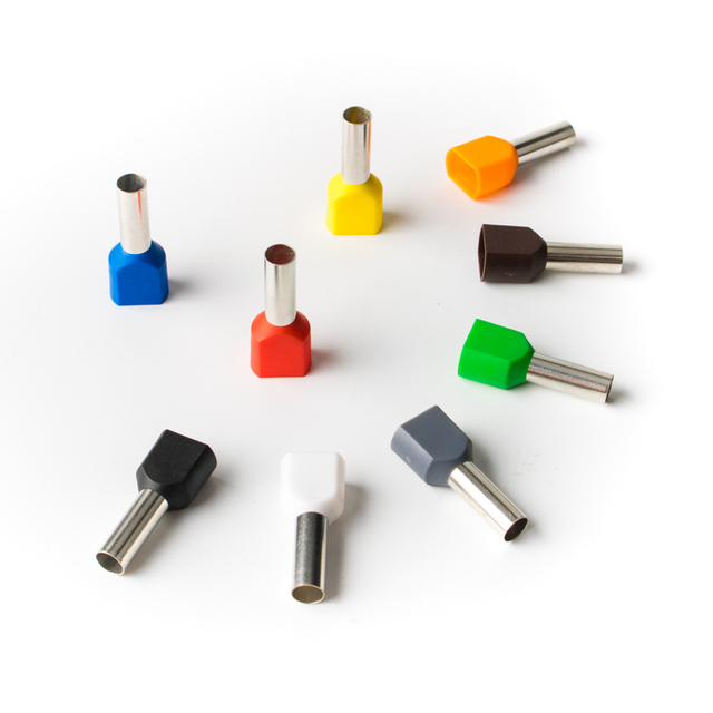 TE6014 Electric Cable Crimp Double Wire Ferrules,copper Insulated Twin Cord End Wire Terminals Cable End Sleeves