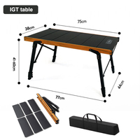 Table de pique-nique pliable d'extérieur, nouveau design coréen 2026, en aluminium noir, pliable, pour la cuisson, le barbecue, le camping, table de grill IGT