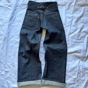 Personalizzato <span class=keywords><strong>da</strong></span> <span class=keywords><strong>uomo</strong></span> Vintage a campana Raw Salvage originale giapponese cimosa jeans jeans Pant sciolto e rilassato solido rivetto lavato - Product Image 5