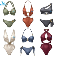 Maillot de bain tendance personnalisé OEM, bikini deux pièces échancré, imprimé éthique et recyclé pour femme