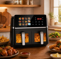 Friteuse à air numérique 12L en acier inoxydable à double panier, design moderne, économe en énergie, précise, pour usage domestique, hôtelier et commercial