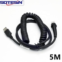 Kabel Data USB Melengkung SOTESIN OEM Custom 5m untuk Pembaca Barcode, Kabel USB ke RJ50 untuk Pemindai Kode QR untuk Honeywell Orbit MS7120 MS1690